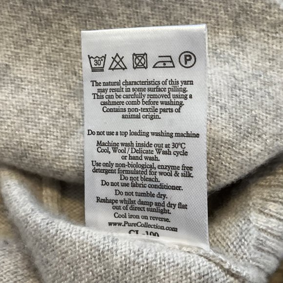 Pure Collection 100% Cashmere Cardigan Sweater SZ 8/10 Button Up V Neck Gray - Picture 9 of 10